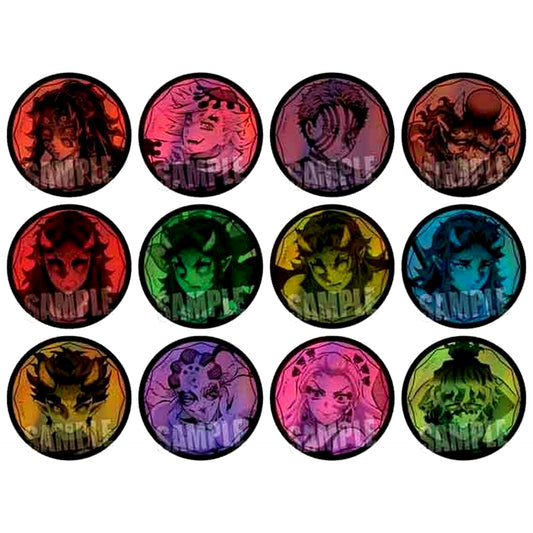 Set of 12 Demon Slayer Kimetsu no Yaiba Trading Hologram Button [USED]
