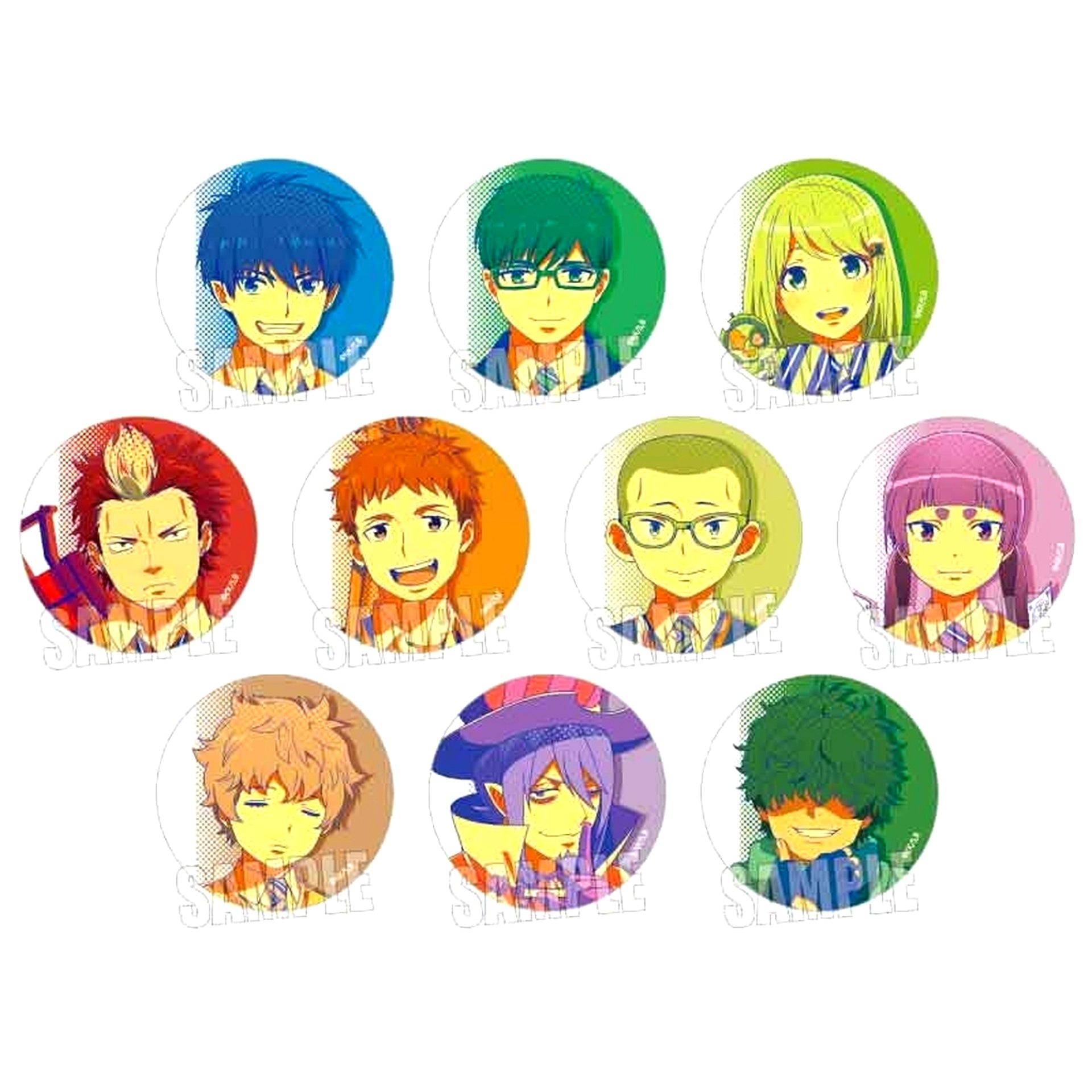 Set of 10 Blue Exorcist Shimane Illuminati Saga Trading Button POP-TONE [USED]