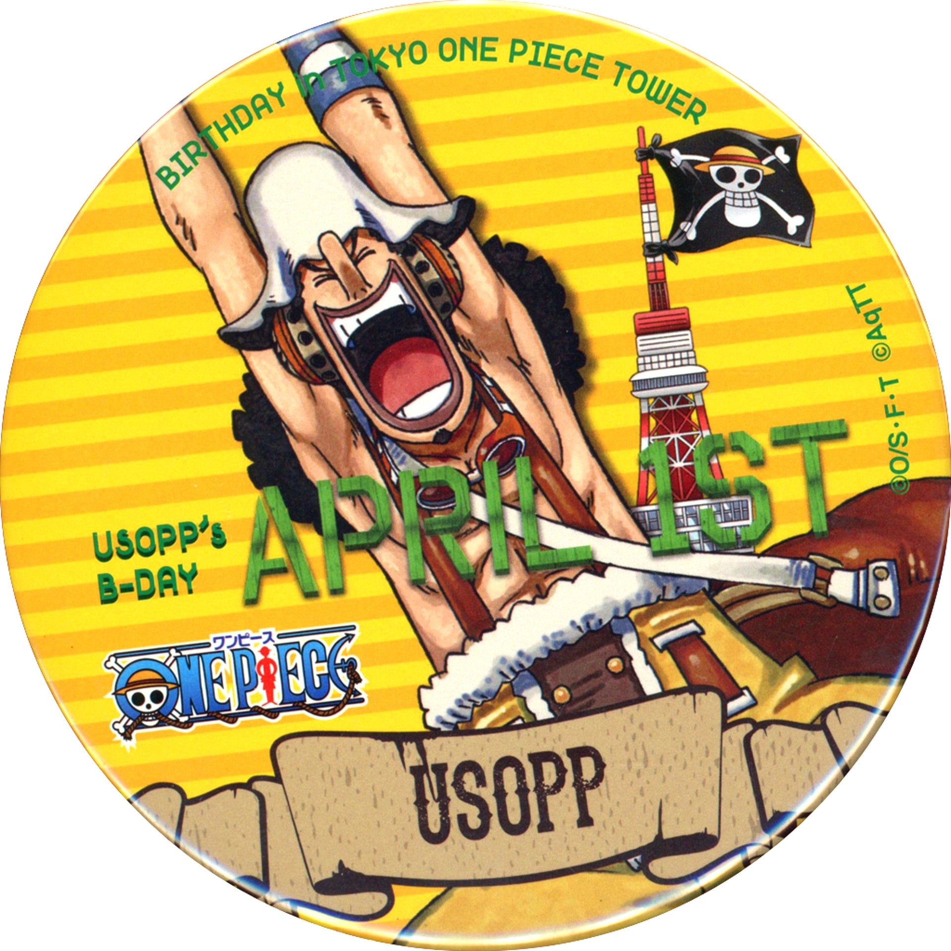 Usopp One Piece Birthday Commemorative Button 2016 Mugiwara Store Tokyo One Piece Tower Ltd [USED]