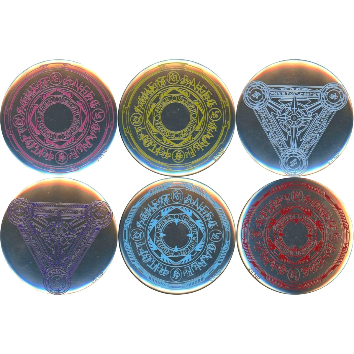 Set of 6 Magical Girl Lyrical Nanoha Trading Metal Button [USED]