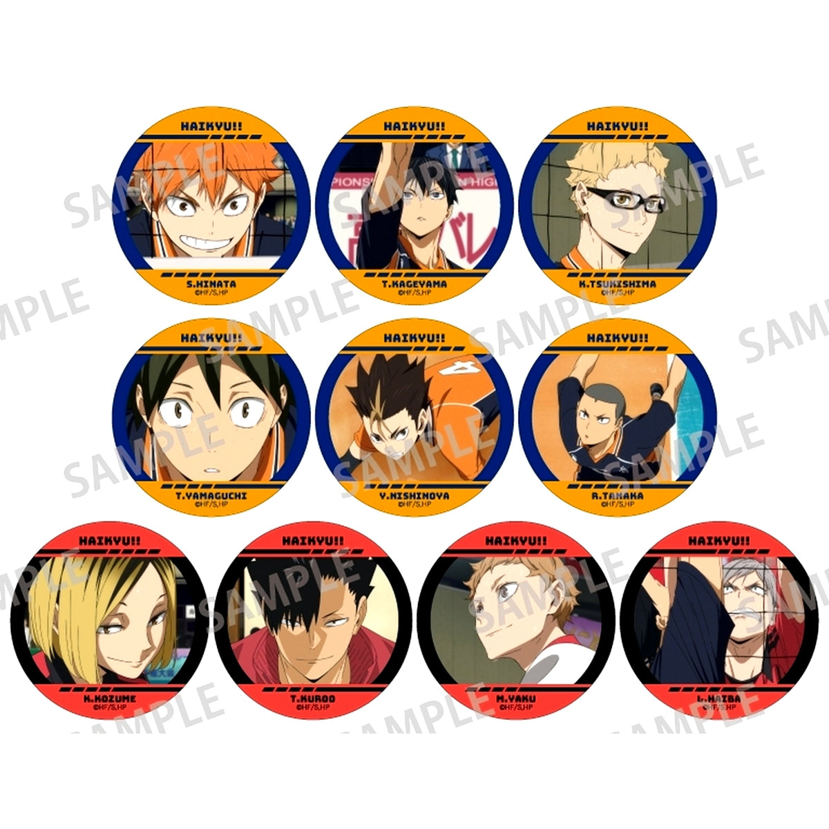 Set of 10 Haikyu!! Trading Button [USED]