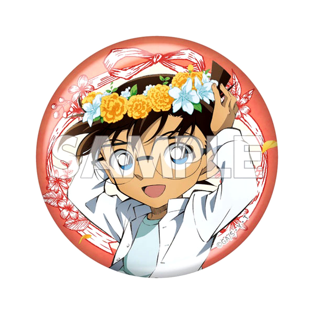 Conan Edogawa Slightly Large Holo Button Flower Crown flow in the wind Detective Conan [USED]