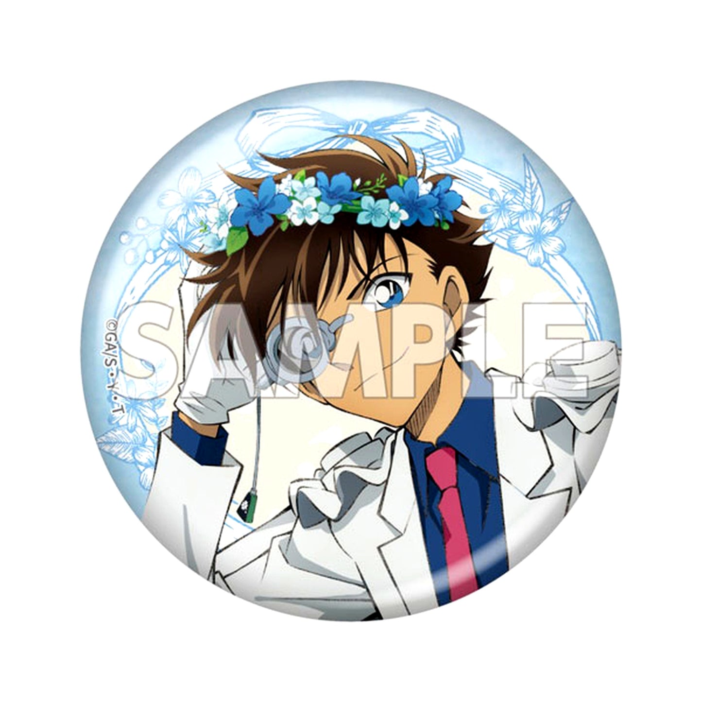 Kaito Kid Detective Conan Slightly Large Holo Button Flower Crown flow in the wind [USED]