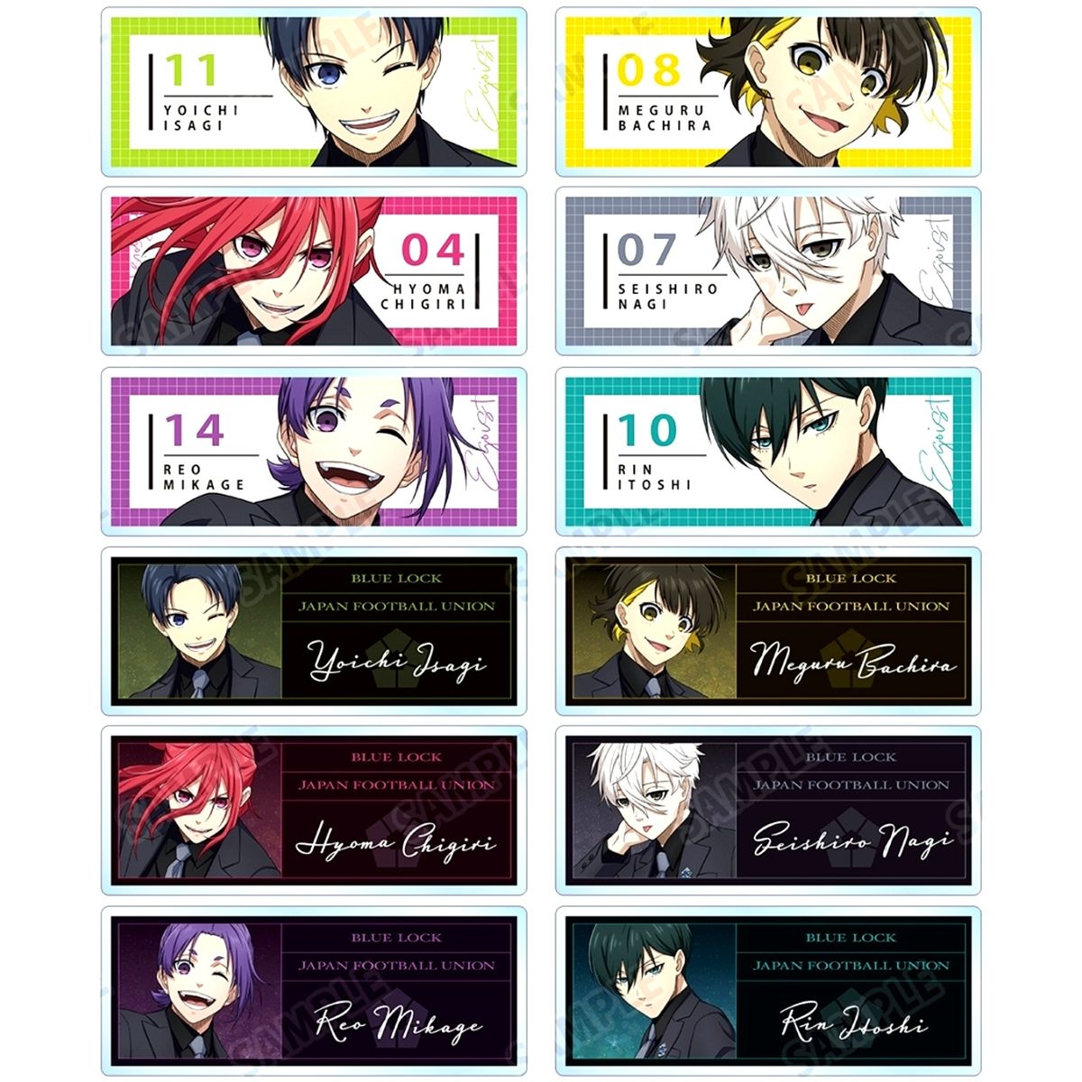 Set of 12 Blue Lock Illustration Trading Acrylic Name Plate Suit Model Ver. [USED]