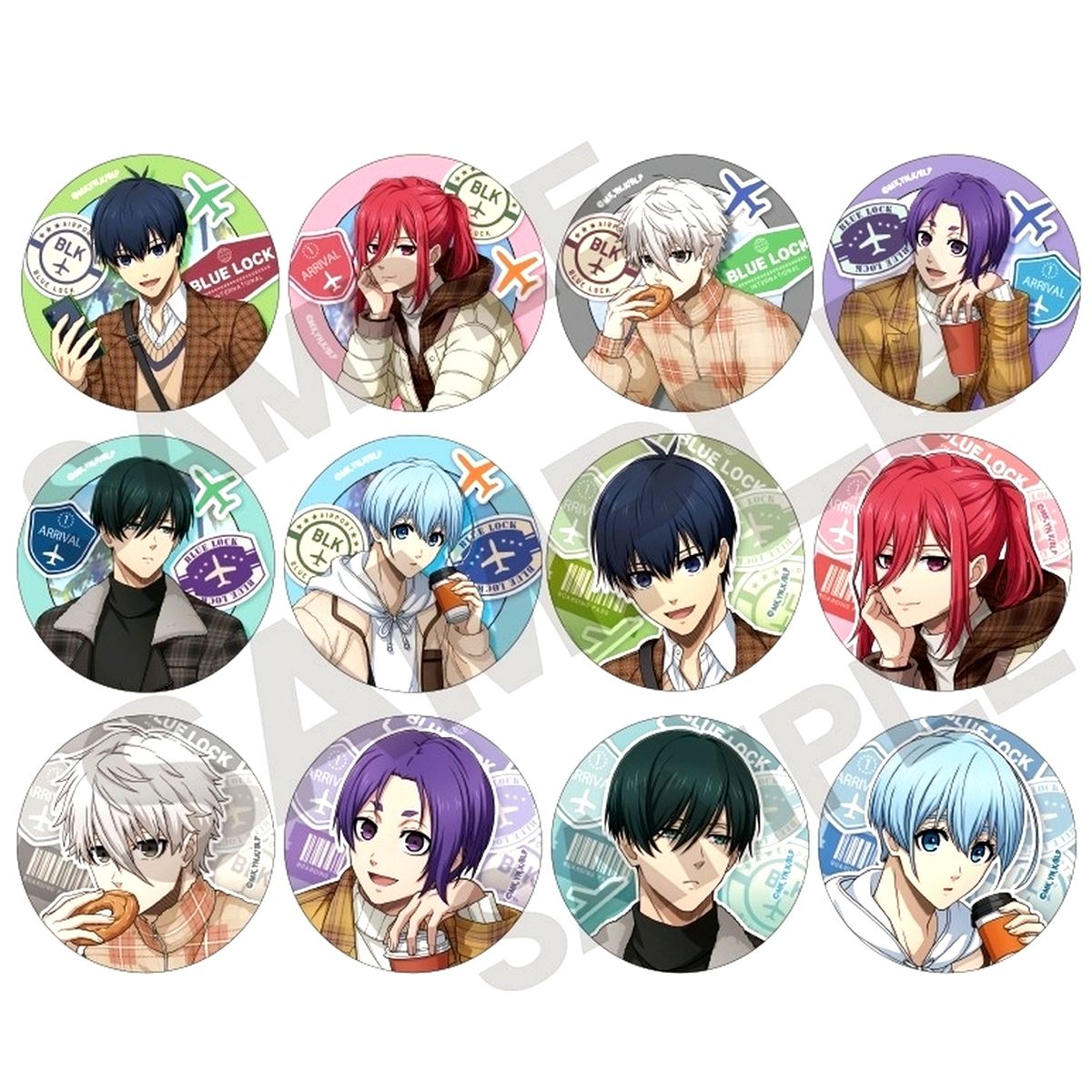 Set of 12 Blue Lock Trading Button Travel [USED]