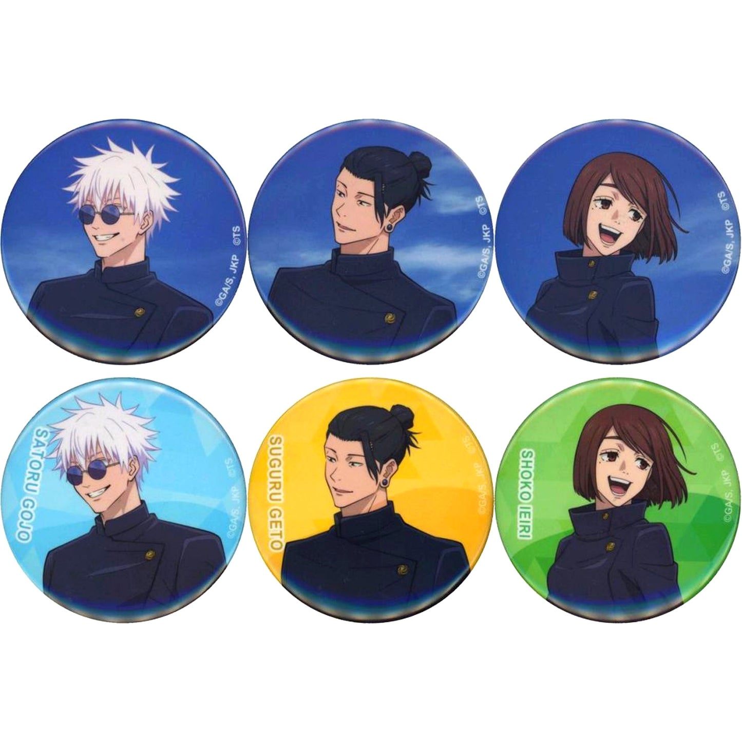 Set of 6 Jujutsu Kaisen Tokyo Skytree Jujutsu Kairo Trading Button Kaigyoku Gyokusetsu [USED]