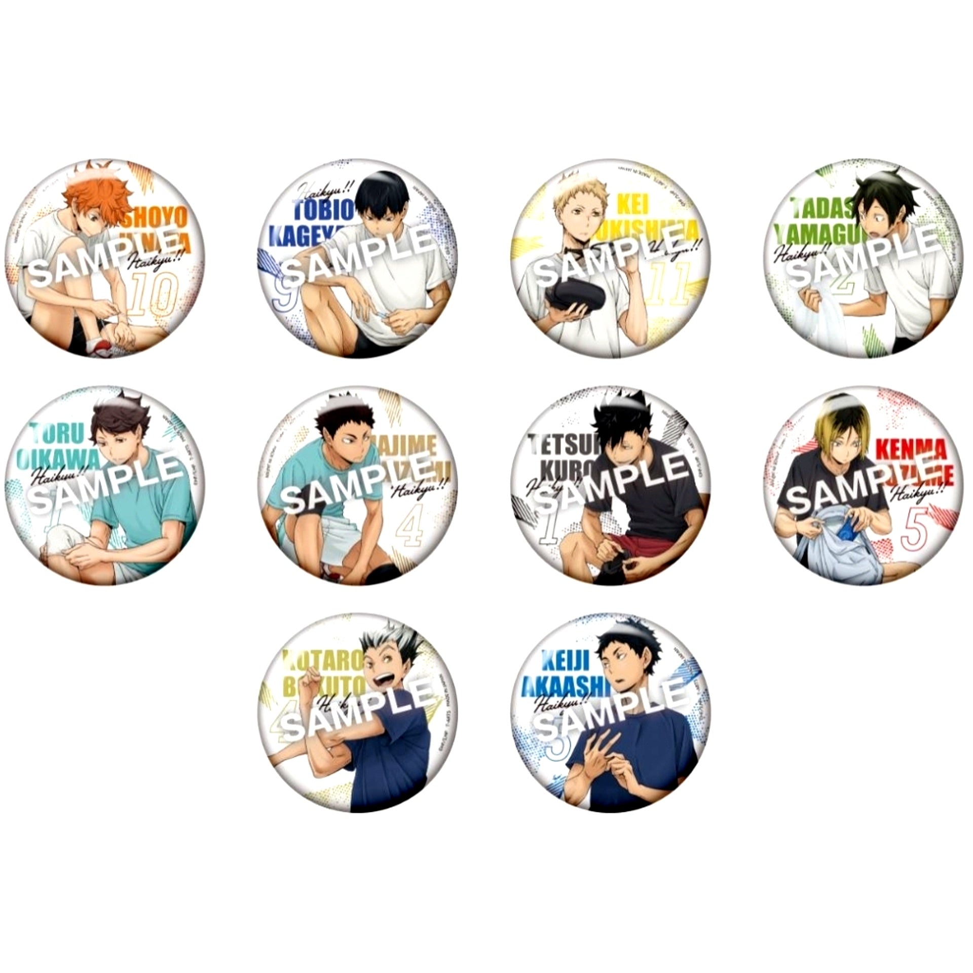Set of 10 Haikyu!! Color Palette Preparation Trading Button [USED]