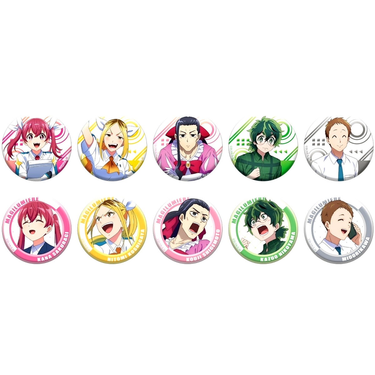 Set of 10 Magilumiere Magical Girls Inc. Chara Badge Collection [USED]