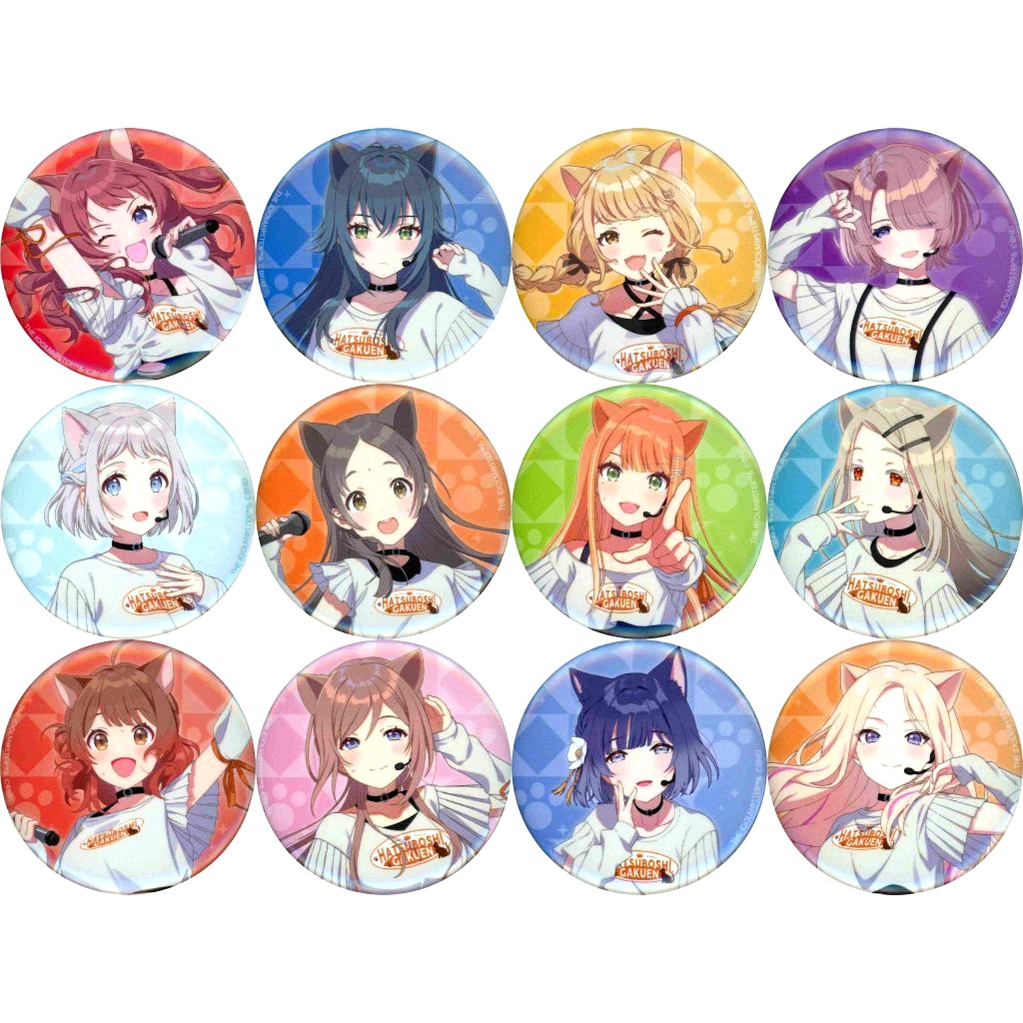 Set of 12 Gakuen Idolmaster x Karaoke Manekineko Button [USED]