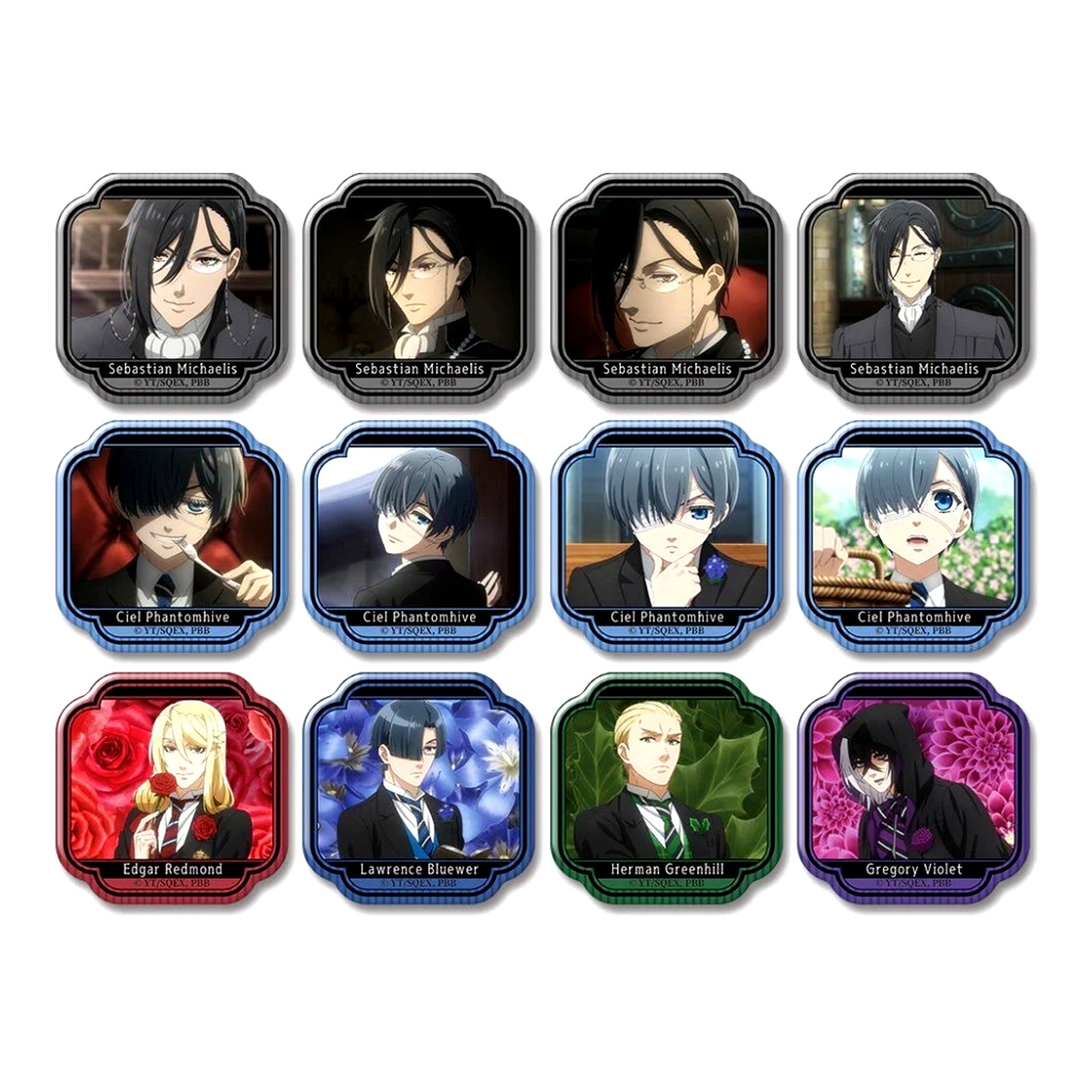 Set of 12 Pukutto Button Collection Black Butler Public School Arc [USED]