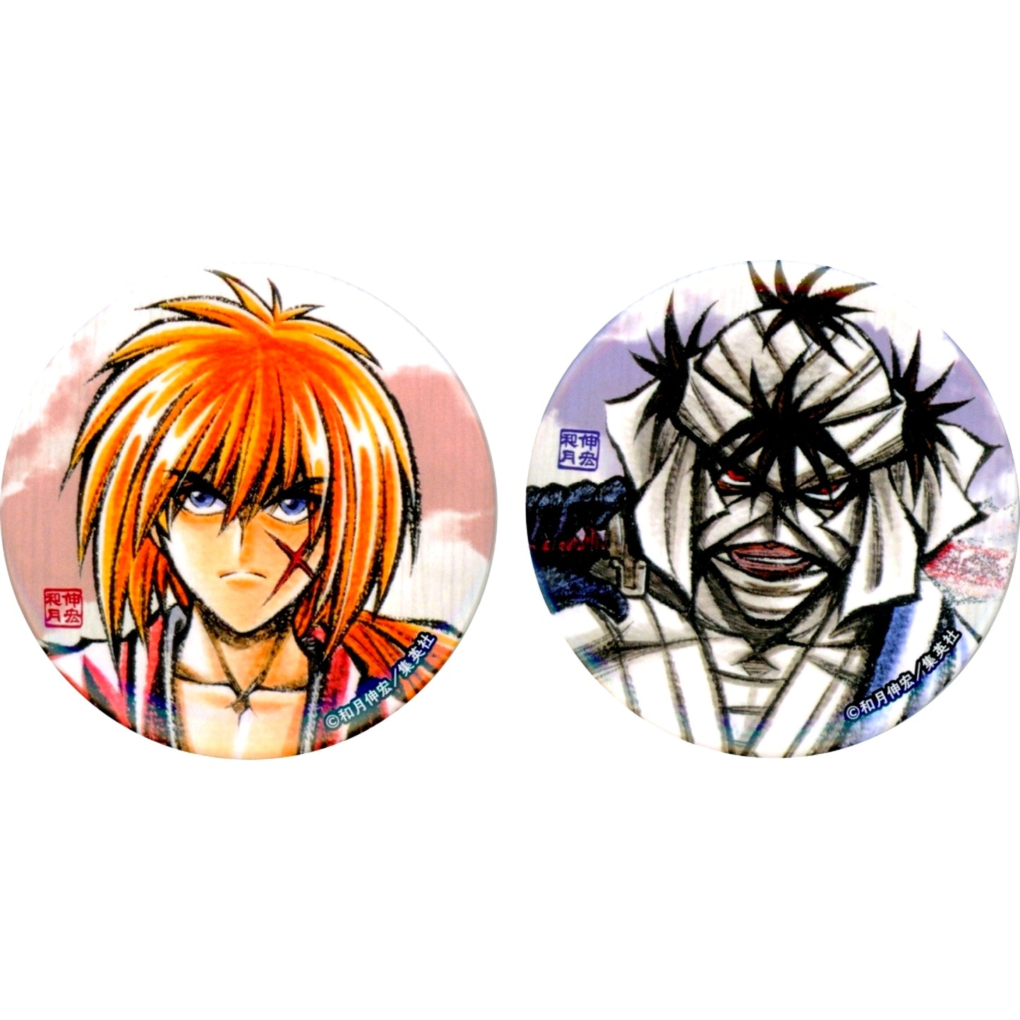 Kenshin Himura Makoto Shishio Rurouni Kenshin Exhibition 30th Anniv Makoto Shishio Edition Button Set of 2 [USED]