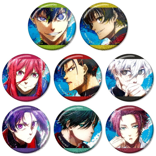 Set of 8 Blue Lock Trading Grunge Canvas Button [USED]