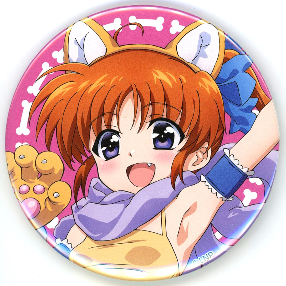 Nanoha Takamachi Illustration Magical Girl Lyrical Nanoha 75mm Button Kujibikido Online Kuji D-1 Prize [USED]