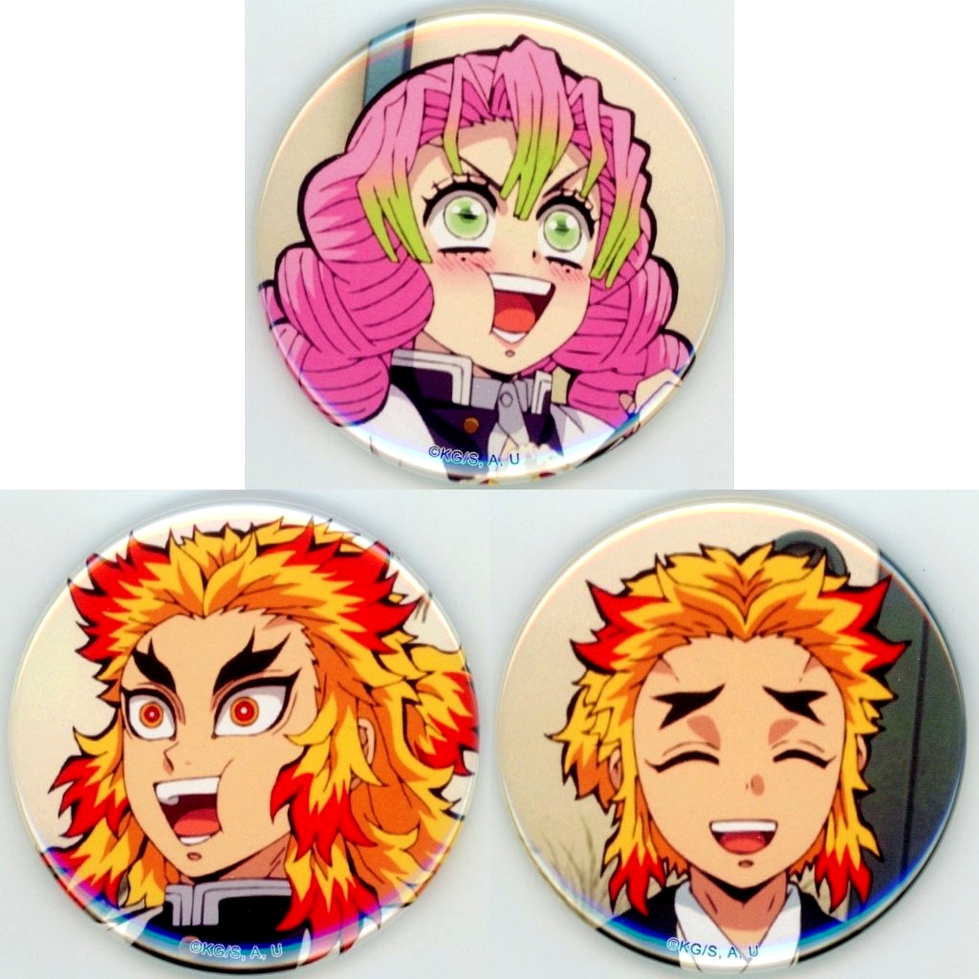 Set of 3 Kyojuro Rengoku Demon Slayer 57mm Button Webshop Kuji Hashira Training Arc Taisho Kosokoso Rumor Tales Prize F [USED]