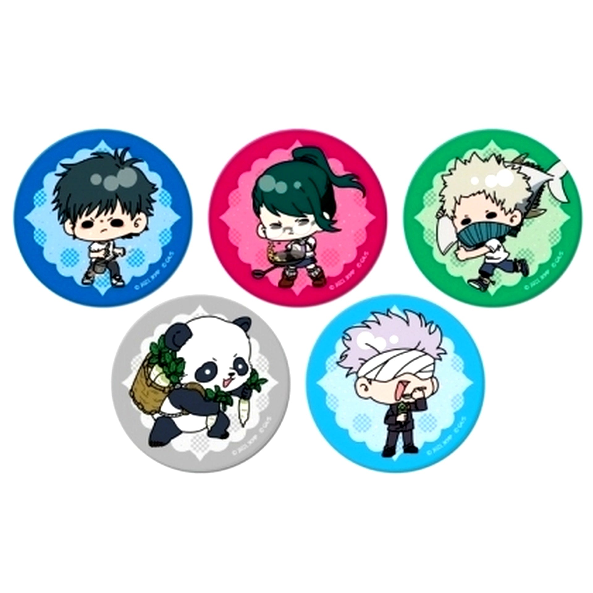 Set of 5 Jujutsu Kaisen 0 mochocho Trading Big Button Gourmet Ver. [USED]
