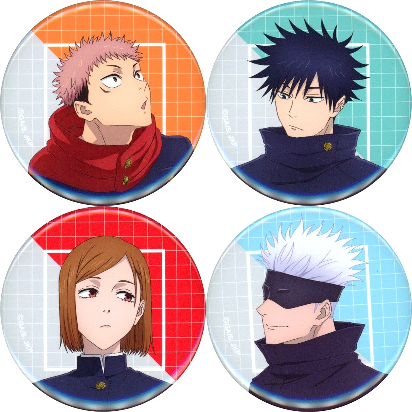 Set of 4 Jujutsu Kaisen Trading Button [USED]