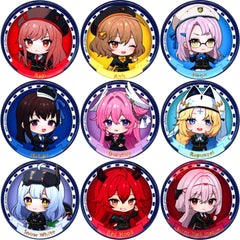 Set of 9 Goddess of Victory: Nikke POP UP STORE Button 01 Station Attendant Outfit Ver. Mini Character Illustration [USED]