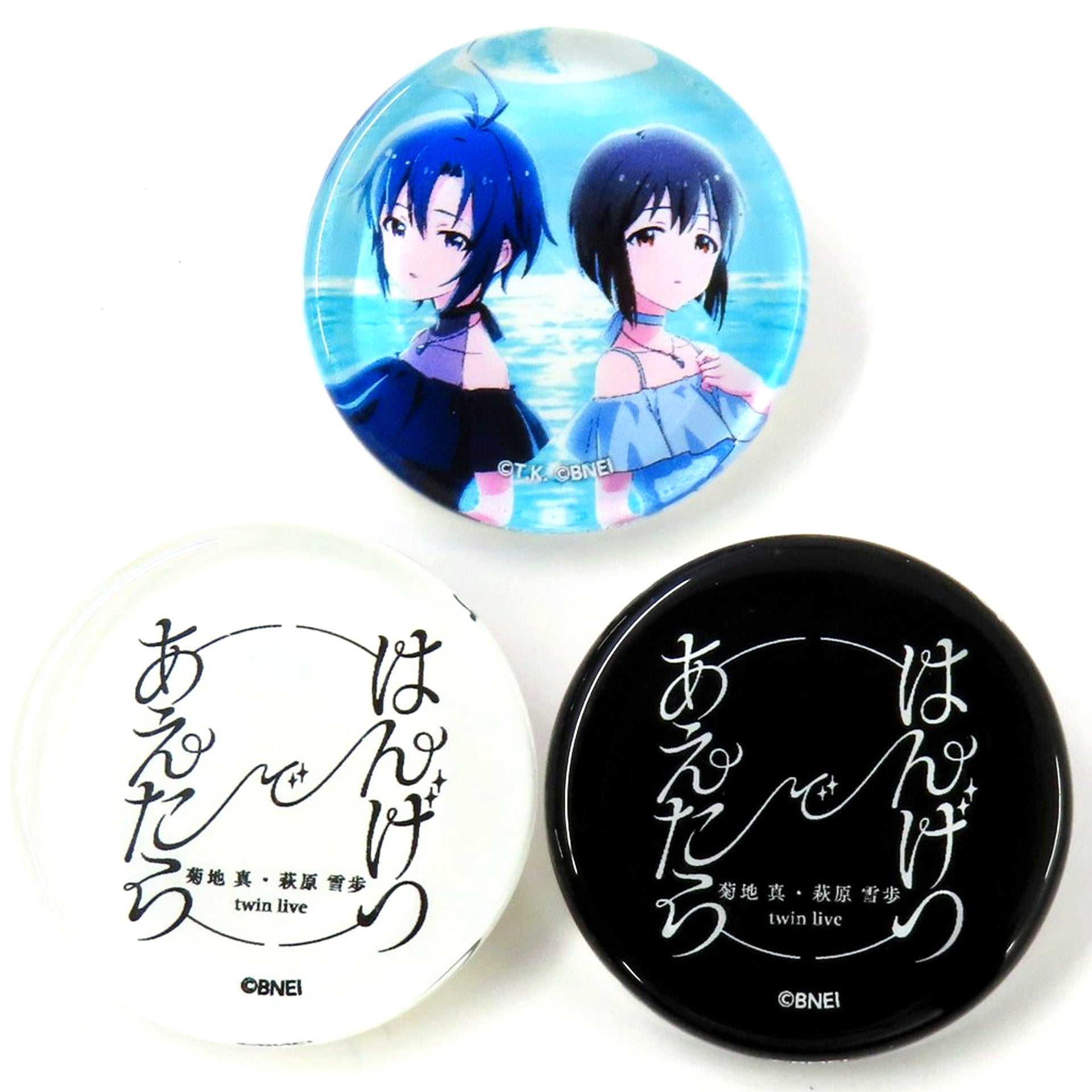 Set of 3 Glass Pins The Idolmaster Makoto Kikuchi & Yukiho Hagiwara twin live Hangetsu de Aetara Ticket Purchase Bonus [USED]