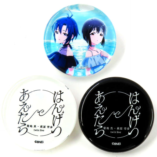 Set of 3 Glass Pins The Idolmaster Makoto Kikuchi & Yukiho Hagiwara twin live Hangetsu de Aetara Ticket Purchase Bonus [USED]