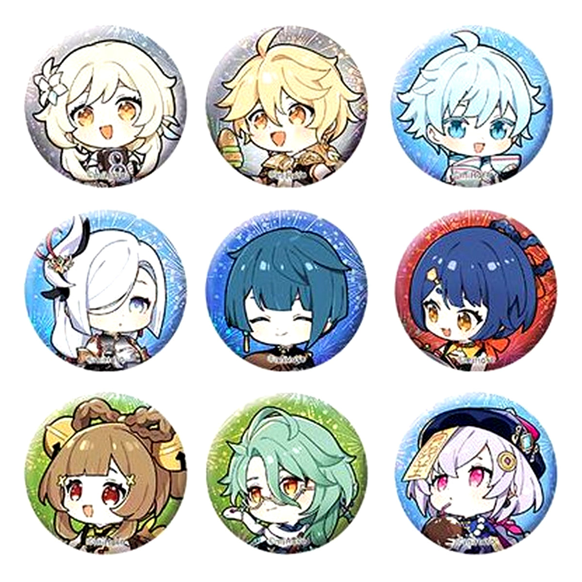 Iridescent Splendor Series Deformed Chara Mini Button Set A Genshin Impact [USED]