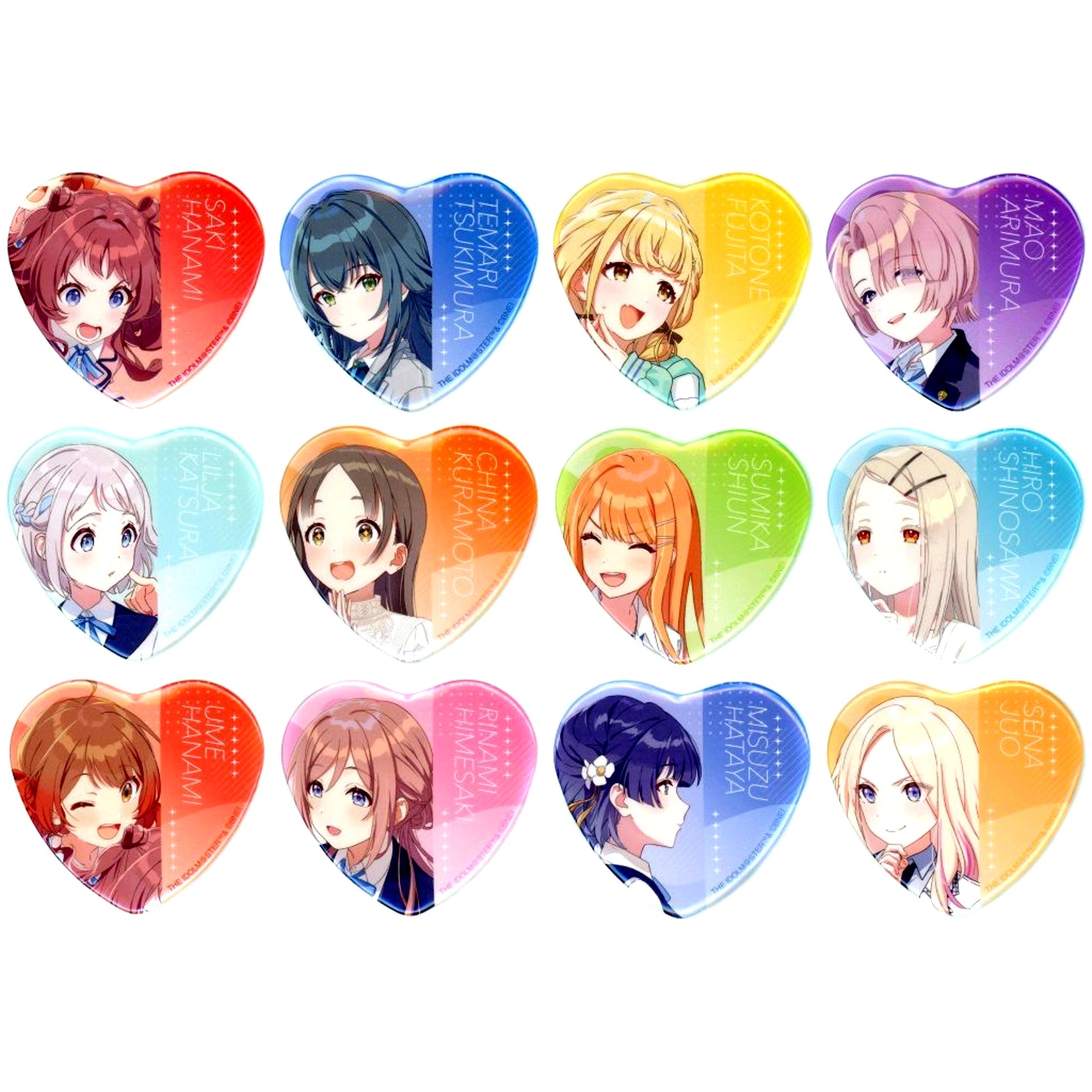 Set of 12 Gakuen Idolmaster POP UP SHOP in GiGO Trading Heart Badge [USED]