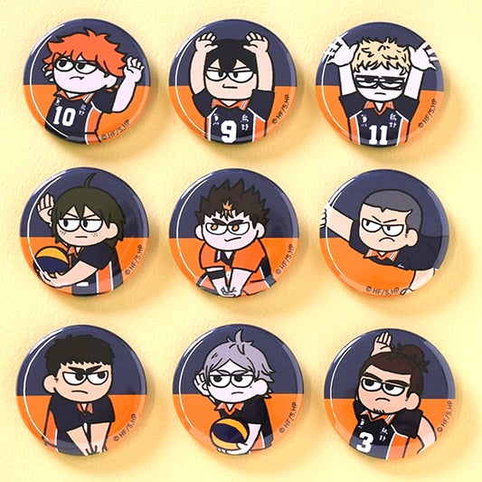 Set of 9 Karasuno High School Haikyu!! Jirori Trading Button Match Ver. [USED]