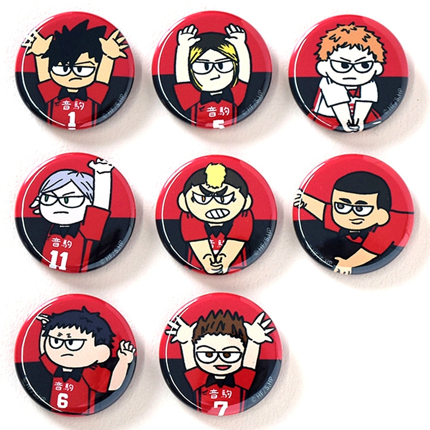 Set of 8 Nekoma High School Haikyu!! Jirori Trading Button Match Ver. [USED]