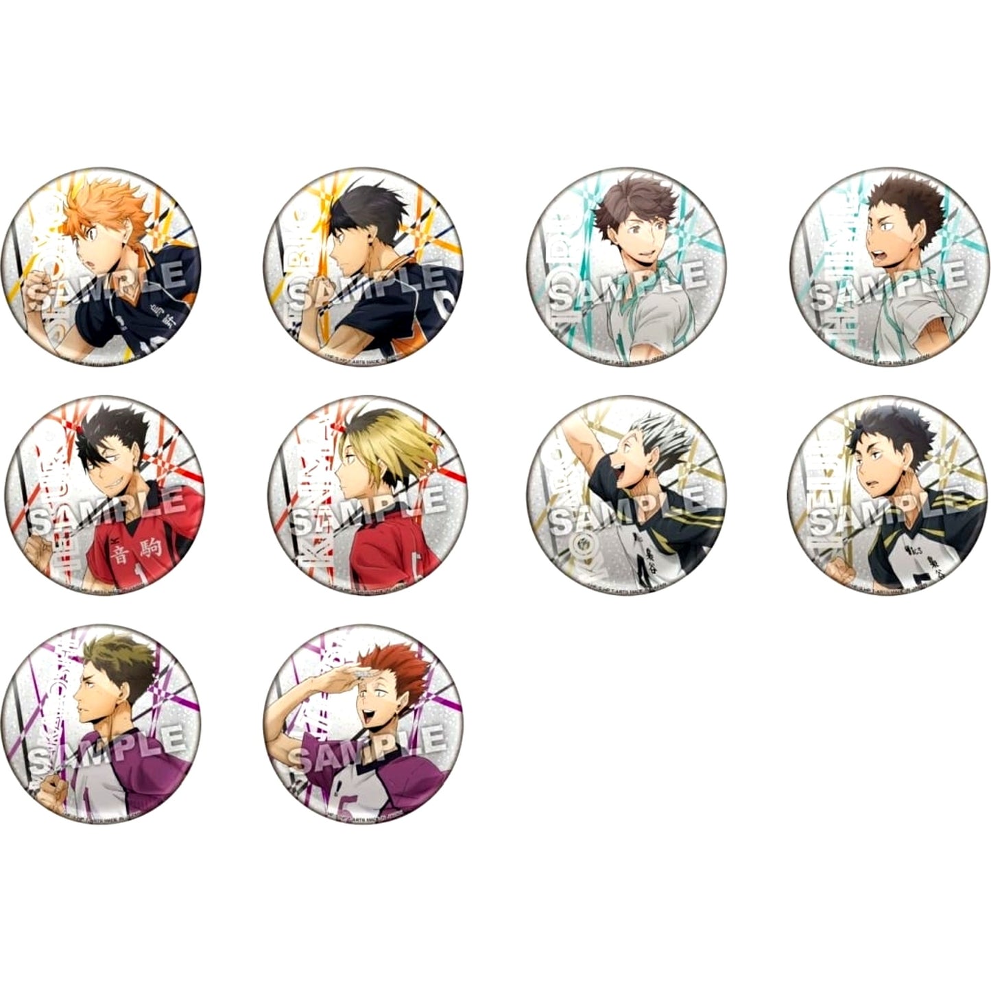 Set of 10 Haikyu!! Dash Shine Trading Button [USED]
