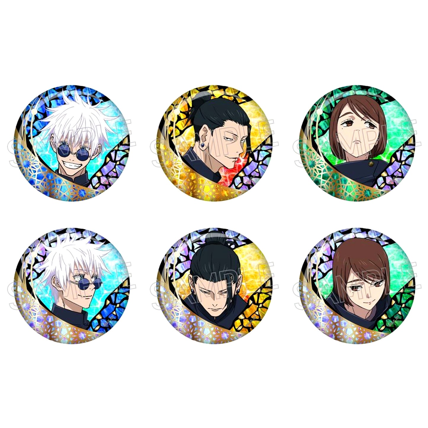 Set of 6 Jujutsu Kaisen Raden Style Series Foil Stamped Button [USED]