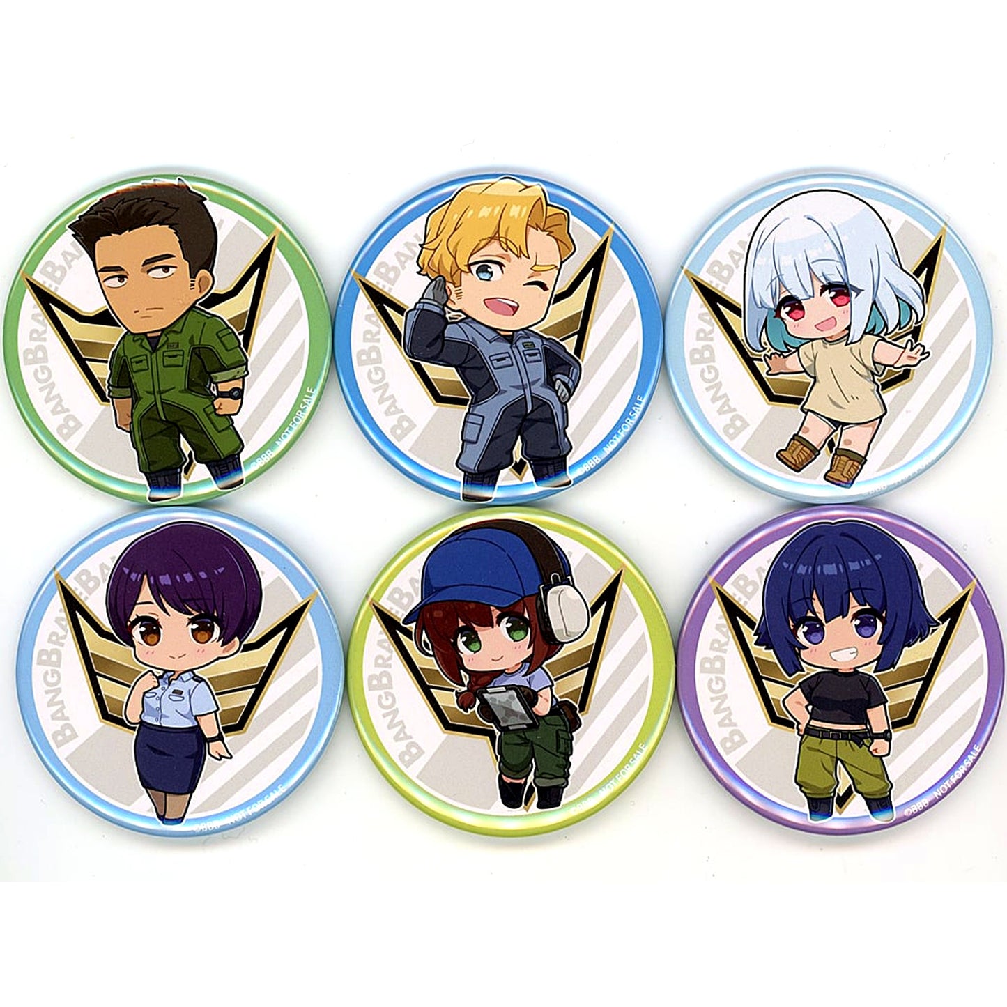Set of 6 Group Brave Bang Bravern! Mini Character Illustration Button Blu-ray Rakuten Books All Volumes Purchase Bonus [USED]