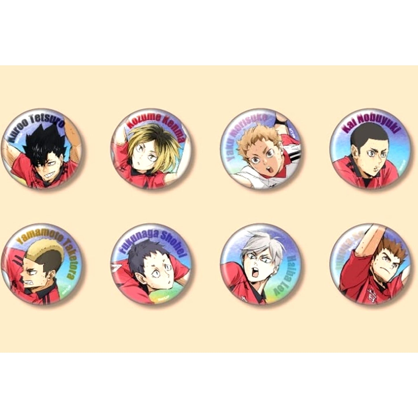 Set of 8 Nekoma Haikyu!! Trading Button Season 5 Action Copyright Aurora Ver. [USED]