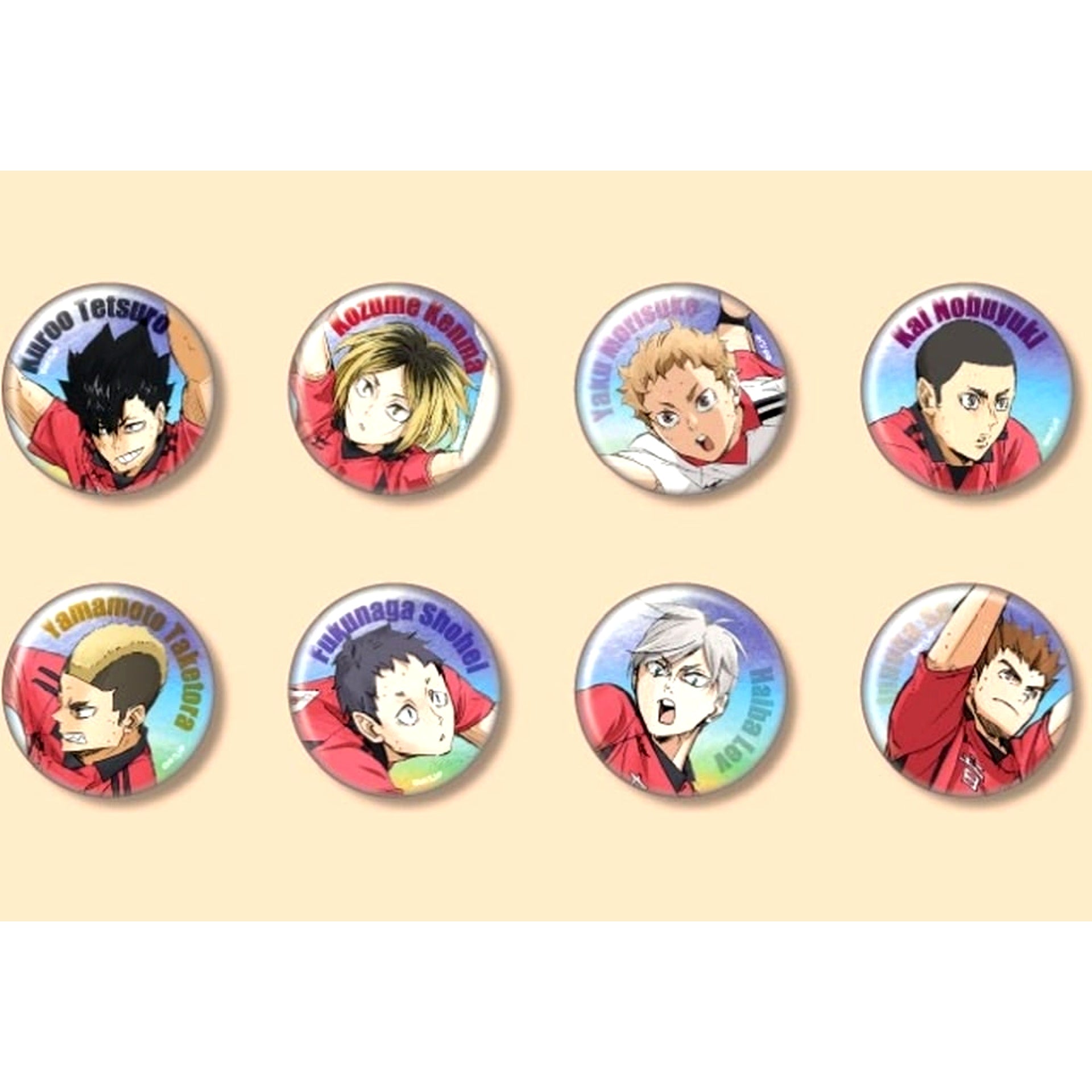 Set of 8 Nekoma Haikyu!! Trading Button Season 5 Action Copyright Aurora Ver. [USED]