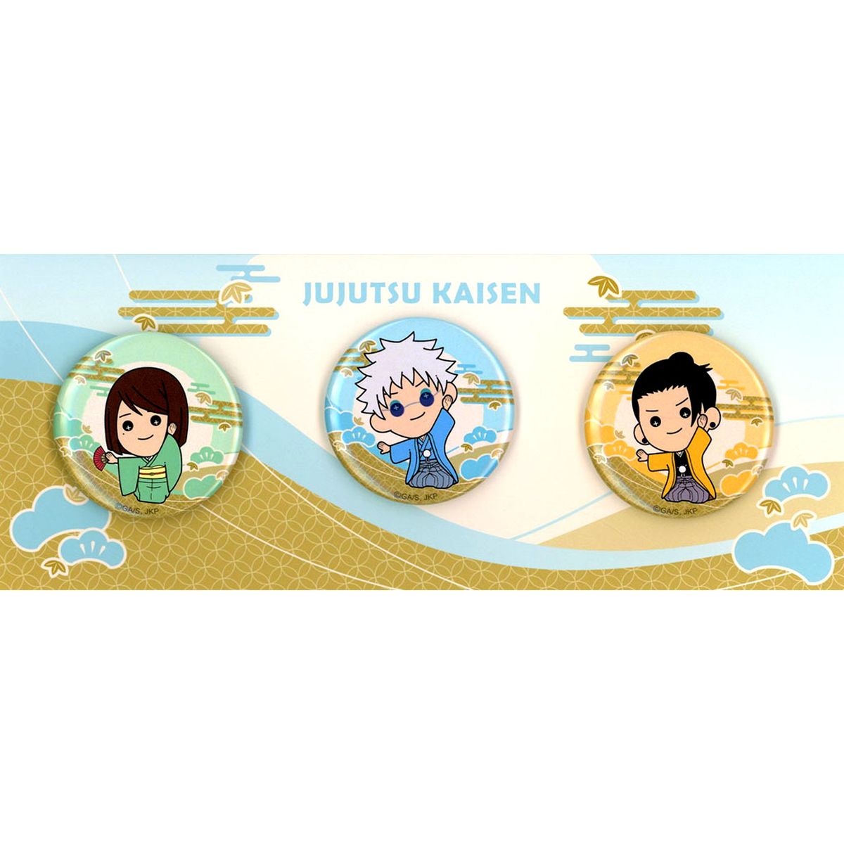 Set of 3 Satoru Gojo, Suguru Geto, Shoko Ieiri Jujutsu Kaisen: Hidden Inventory/Premature Death Tasukko Mini Button Kimono Ver. [USED]
