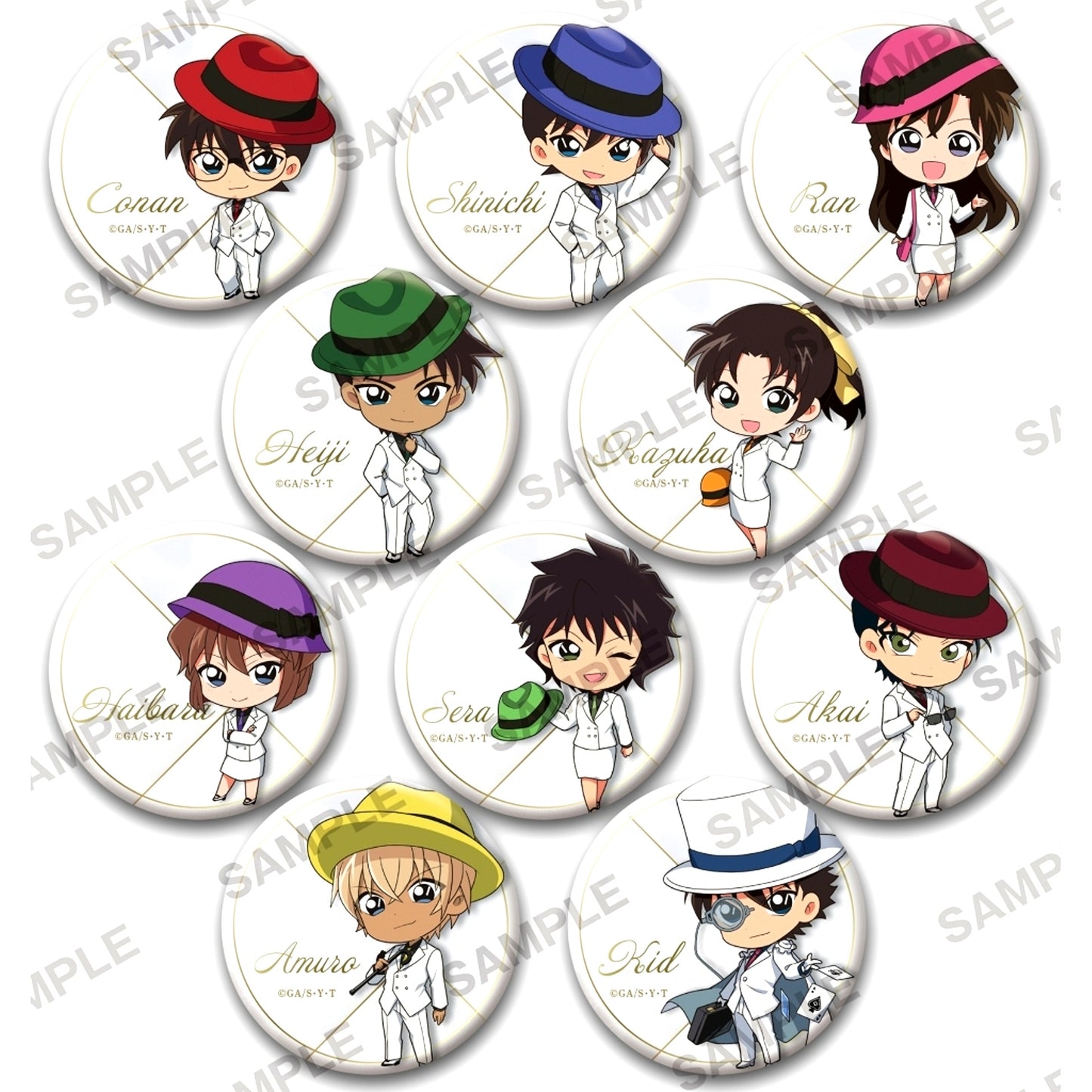 Set of 10 Detective Conan Niitengo Button Collection Old Suit 2nd Ver. [USED]