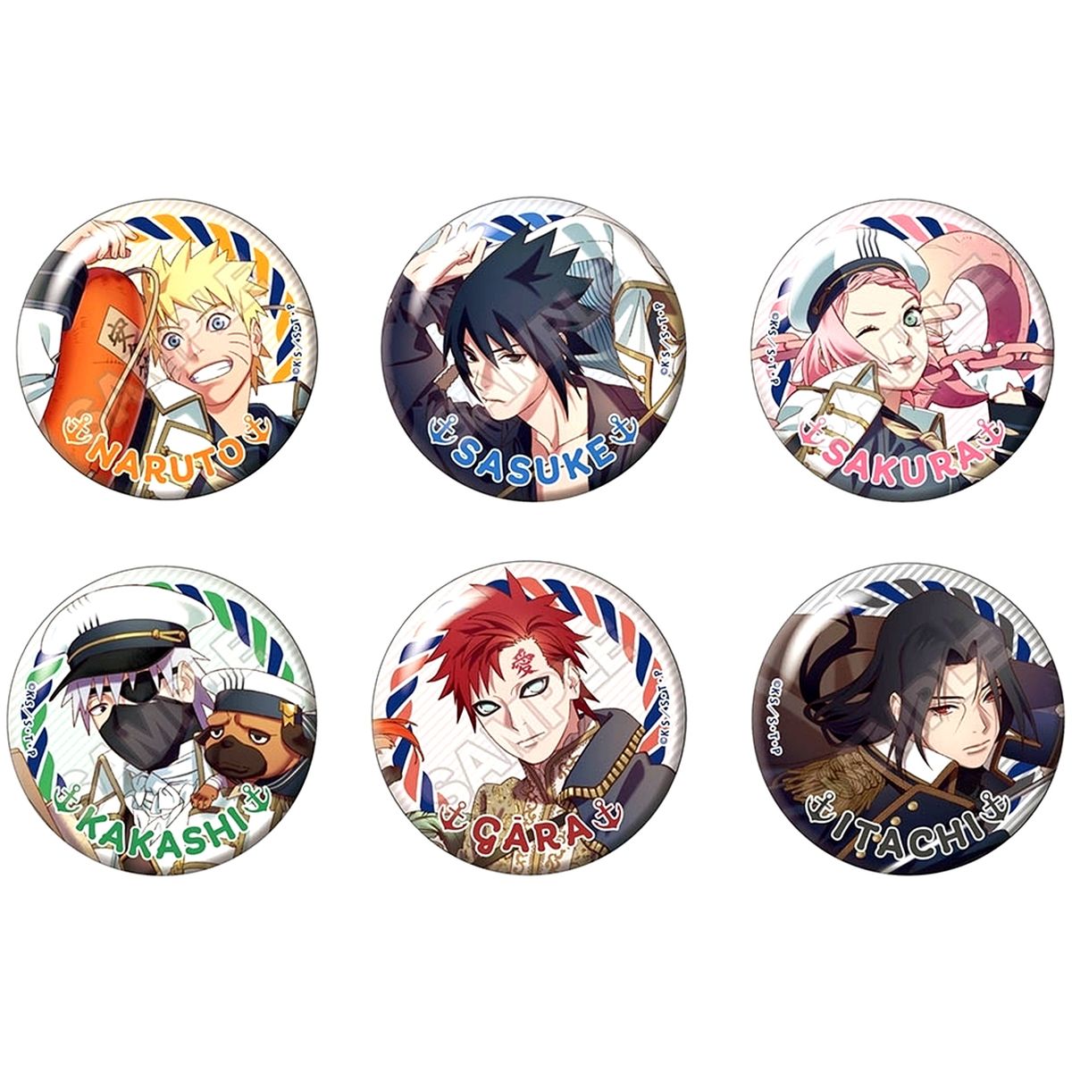 Set of 6 Naruto Shippuden Button Marine Look [USED]