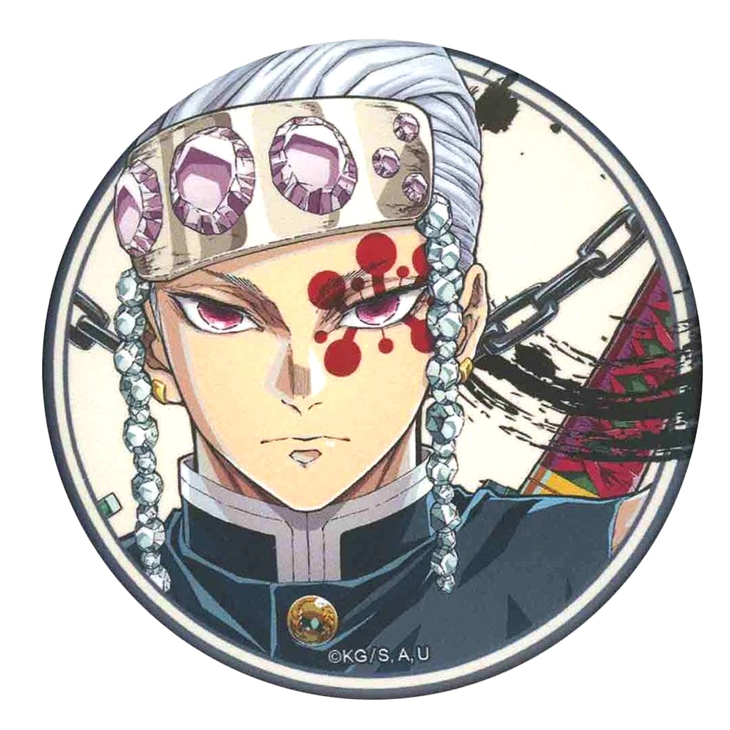 Tengen Uzui Whole Face Demon Slayer Anime Hashira Exhibition To the Infinity Castle Random Matte Button [USED]