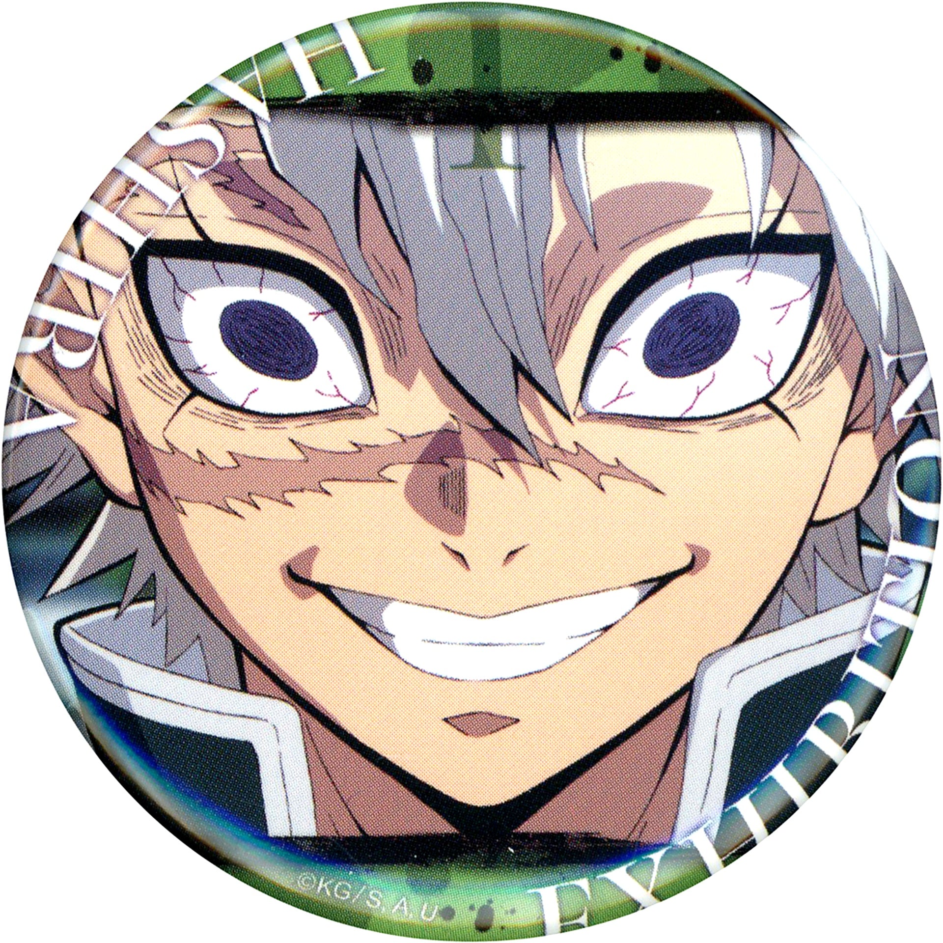 Sanemi Shinazugawa Design 1 Demon Slayer Kimetsu no Yaiba Hashira Exhibition And to the Infinite Castle Hashira Hyakkei Emotional Button 40 [USED]