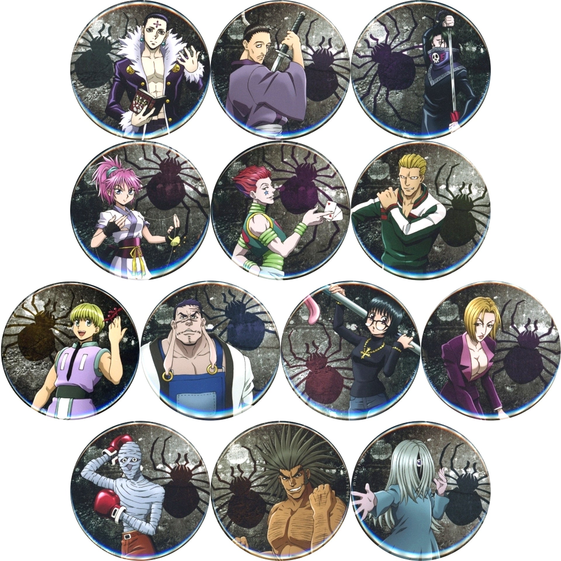 Set of 13 HUNTERxHUNTER Button WEB Kuji Vol. 5 THE PHANTOM TROUPE Prize G [USED]