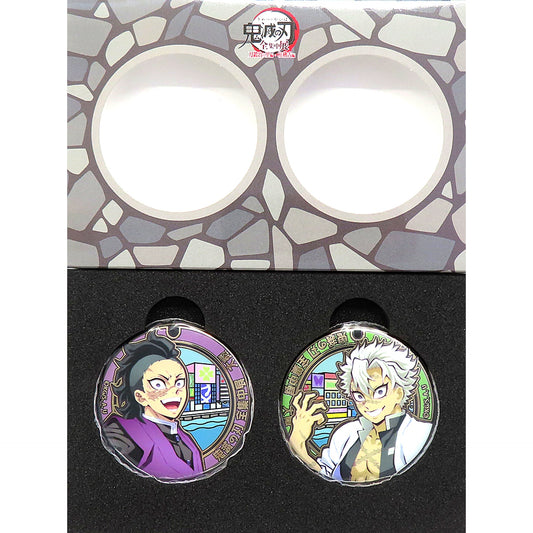 Genya Shinazugawa & Sanemi Shinazugawa Demon Slayer Gotochi Manhole Style Button Set Osaka Zen Shuchu Exhibition Swordsmith Village Hashira Training [USED]