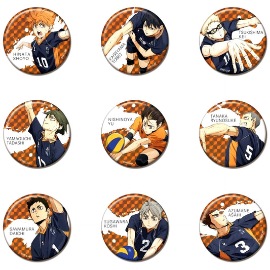 Set of 9 Karasuno High School Haikyu!! The Dumpster Battle Kiratto Button Plus Box [USED]