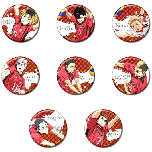 Set of 8 Nekoma High School Haikyu!! The Dumpster Battle Kiratto Button Plus Box [USED]