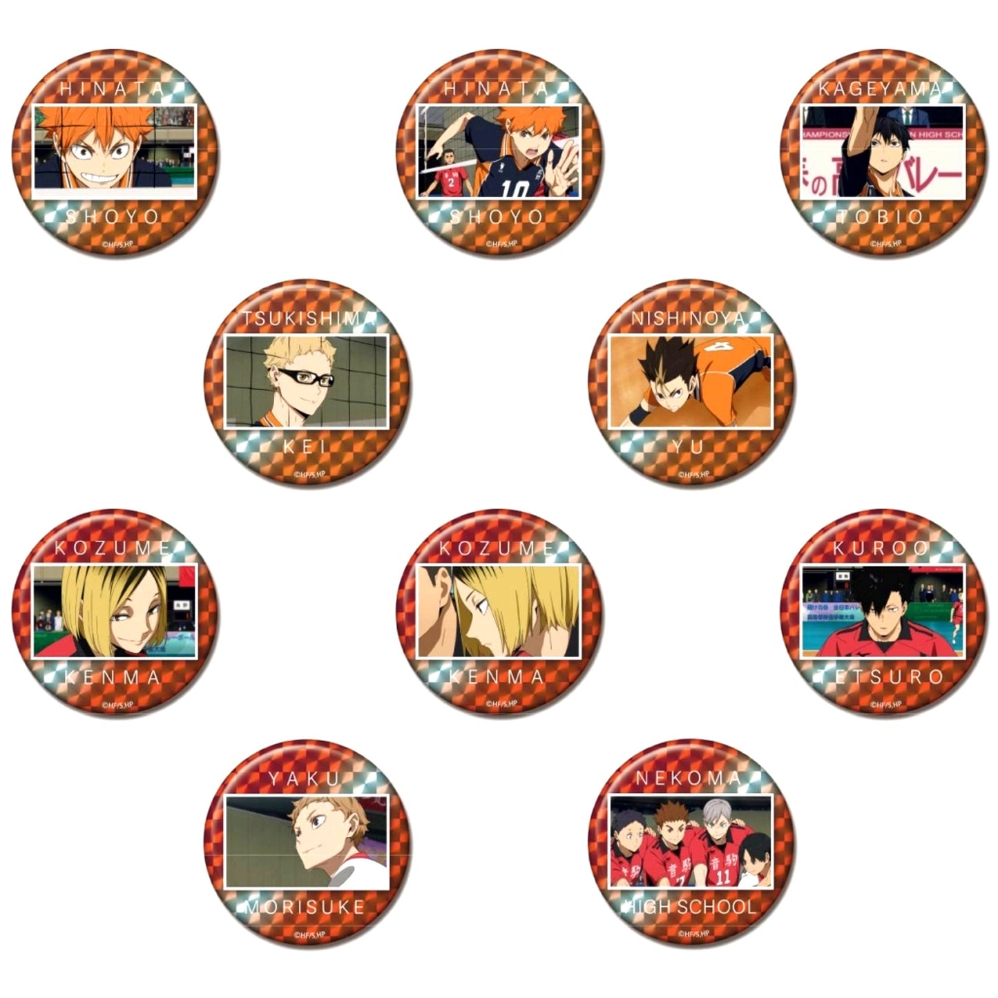 Set of 10 Memorial Scene Haikyu!! The Dumpster Battle Kiratto Button Plus Box [USED]