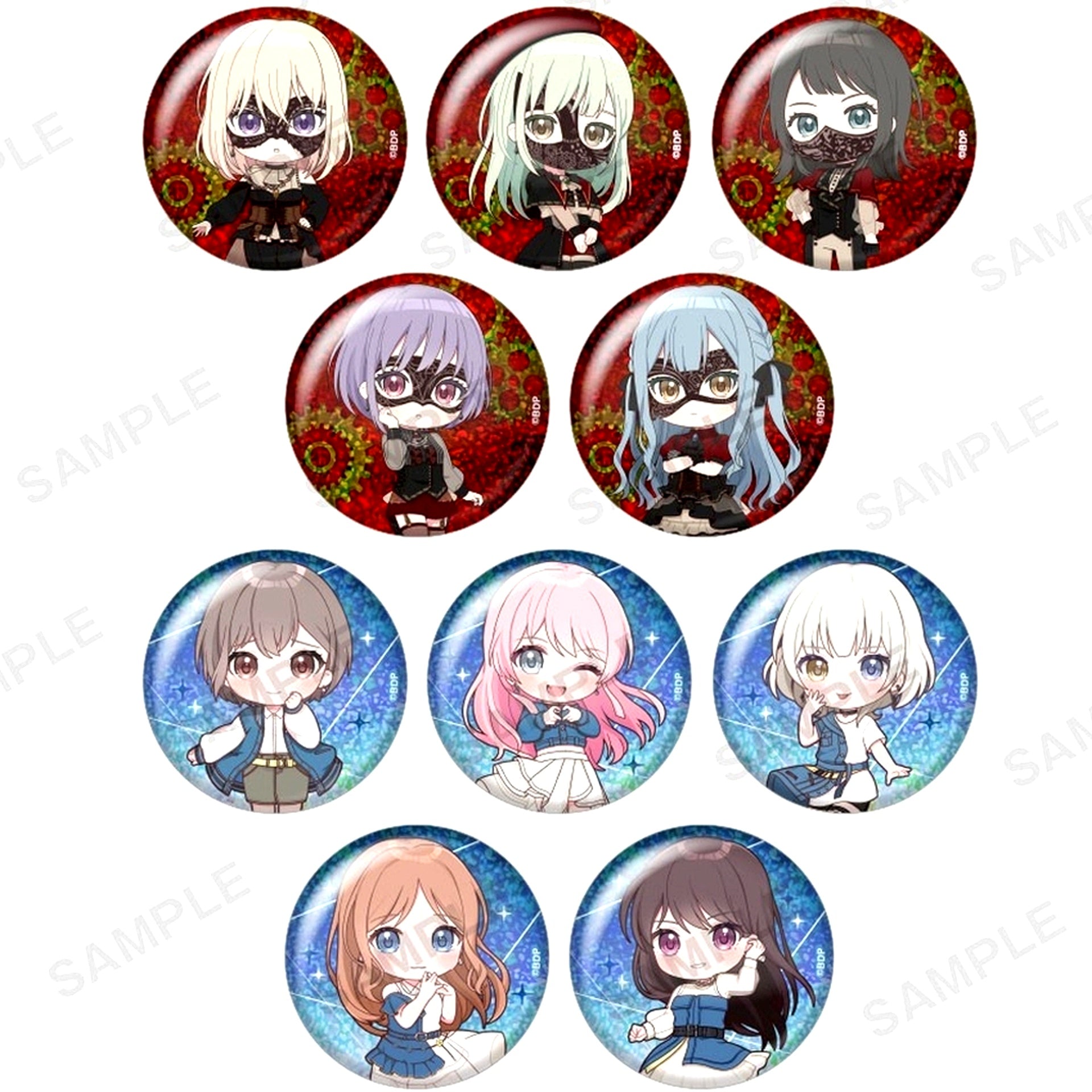 Set of 10 BanG Dream! Ave Mujica Trading Hologram Button [USED]
