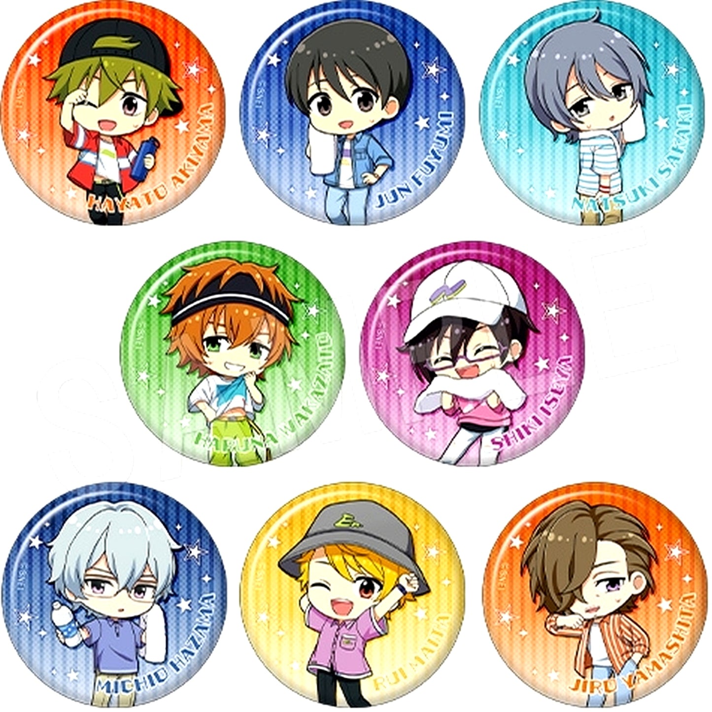 Set of 8 The Idolmaster SideM Trading Can Badge Mini Character Ver. ROUND1 Collabo Ver. [USED]
