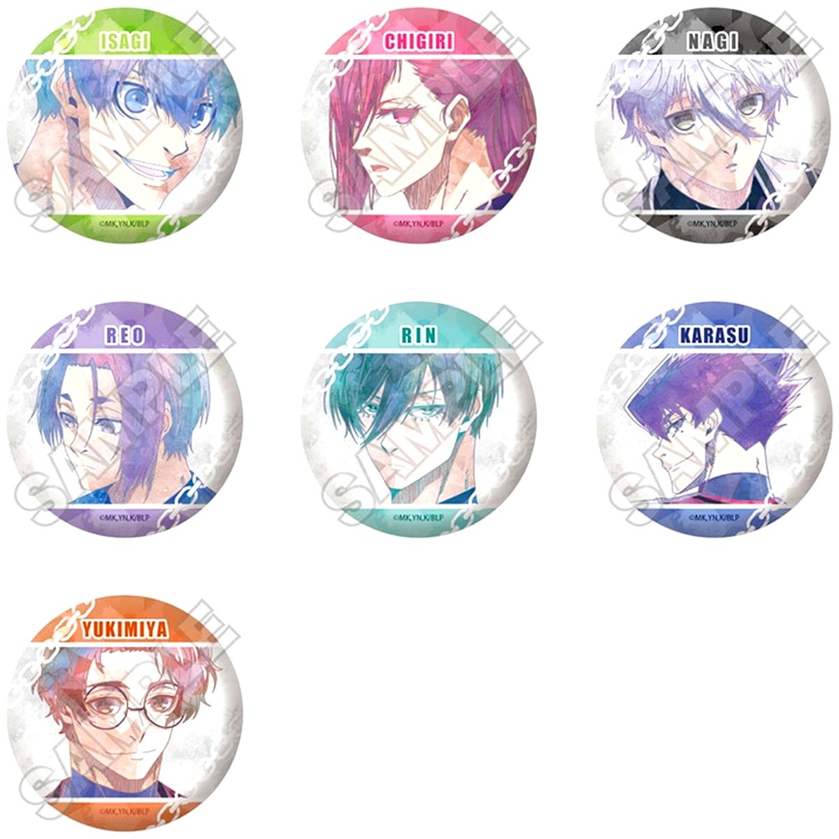 Set of 7 Blue Lock Button Jewel Flash vol.4 [USED]