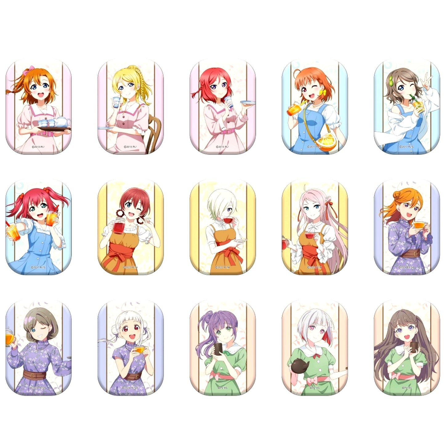 Set of 15 Love Live! School Idol Project Character Button Collection Asia Tour Fair Ver. [USED]