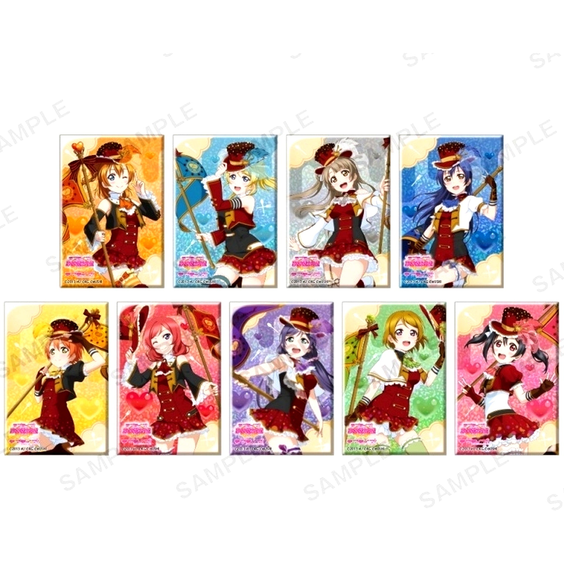 Set of 9 Mu's Love Live! School Idol Festival Square Hologram Button Collection Valentine 2015 Ver. [USED]