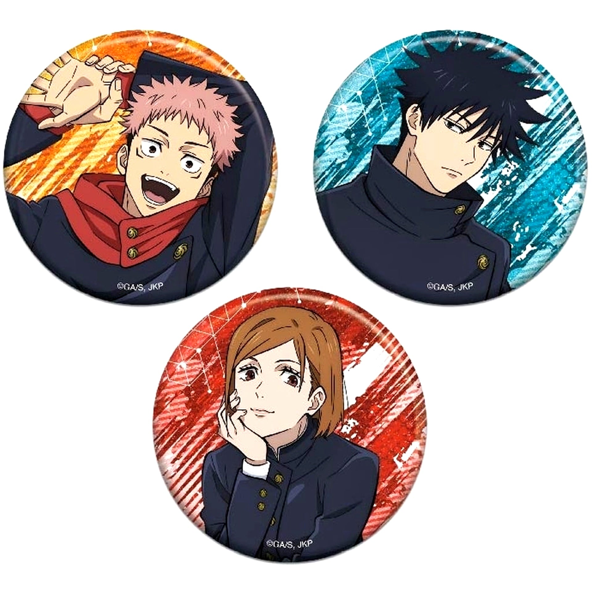 Yuji Itadori Megumi Fushiguro Nobara Kugisaki Jujutsu Kaisen Glitter Button Set A [USED]