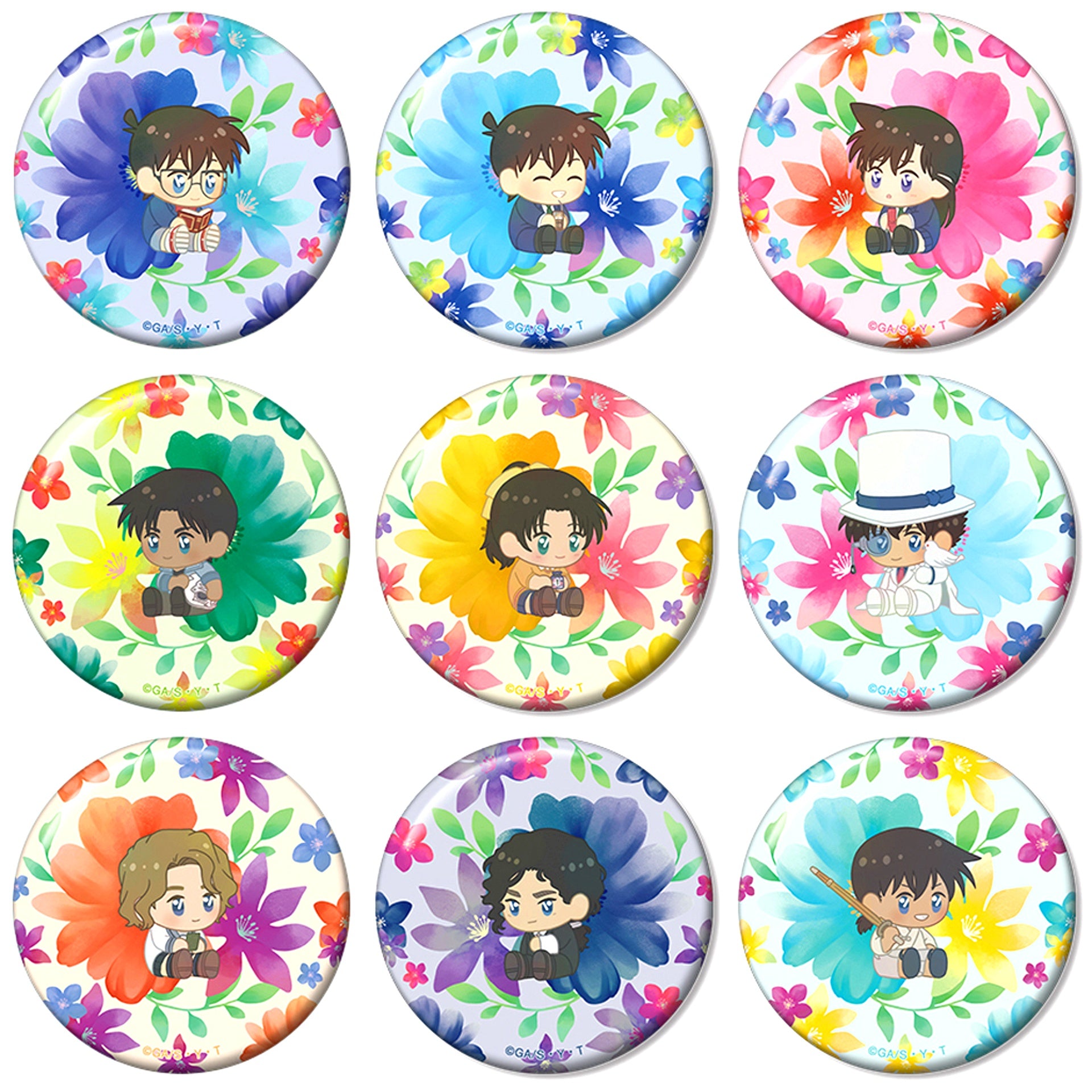 Set of 9 Detective Conan Trading Botania Part 2 Button [USED]