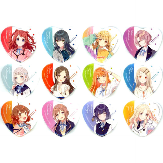 Set of 12 Gakuen Idolmaster Trading Heart Shaped Badge FAN+Life Limited [USED]